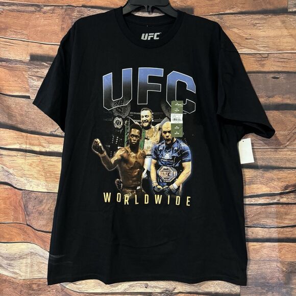 UFC Worldwide GOAT XL T-Shirt Feat. Jones McGregor Adesanya Black MMA SS Tee - Picture 1 of 7